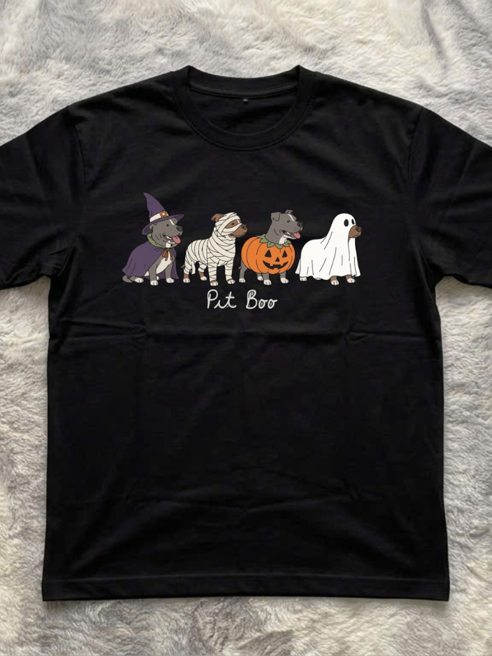 Pit Boo Halloween Dog T-Shirt - Black